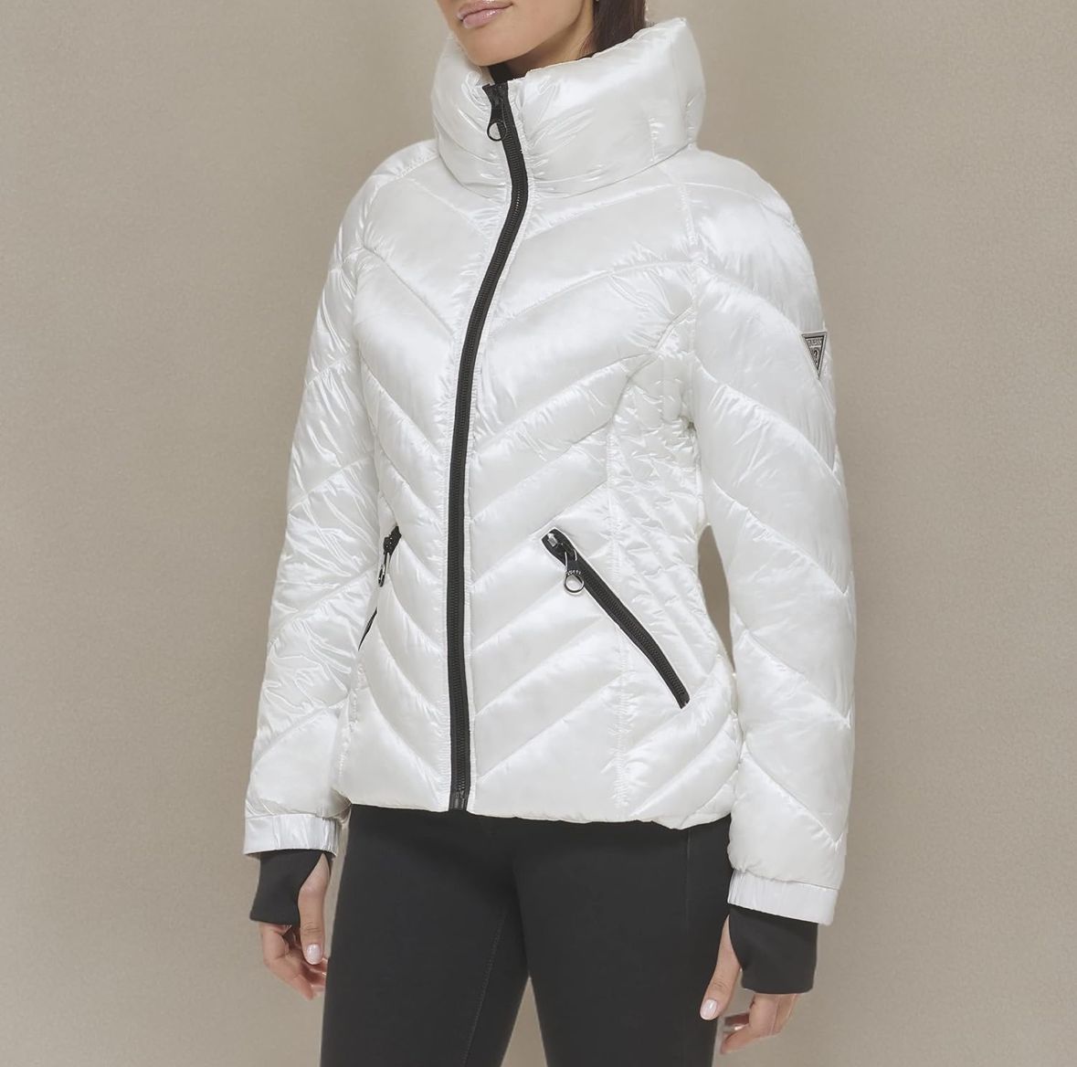 Guess Women's Puff Sleeve Quilted large