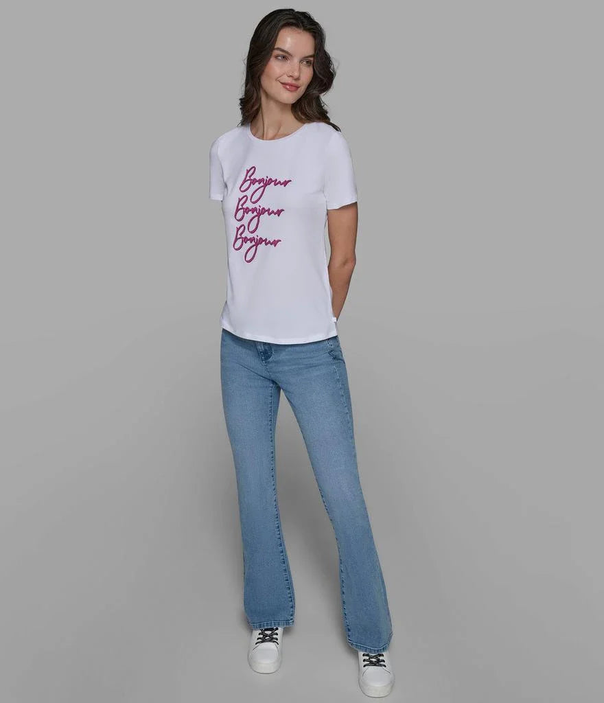 Karl Lagerfeld ParisBONJOUR X 3 EMBELLISHED TEE