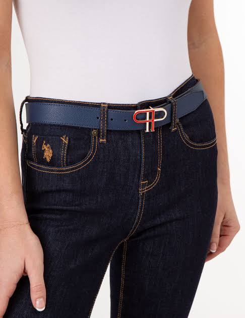 U.S Polo Assn. LADIES 30MM ENAMEL REVERSIBLE DOUBLE P BELT