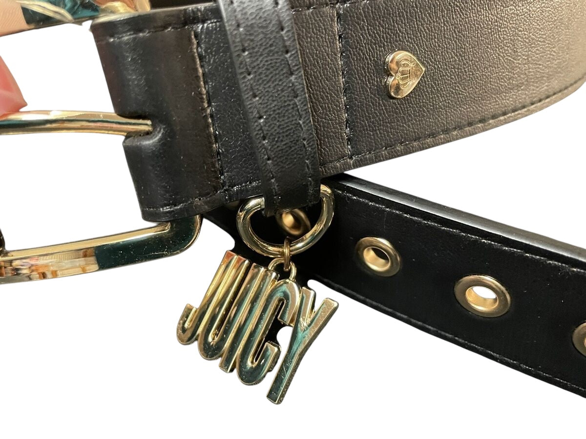 JUICY COUTURE Belt Black with Gold Buckle and Gold Juicy Charm