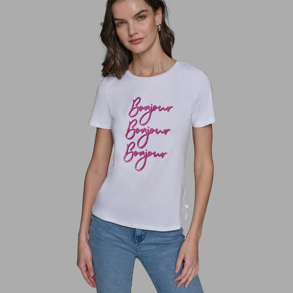 Karl Lagerfeld ParisBONJOUR X 3 EMBELLISHED TEE