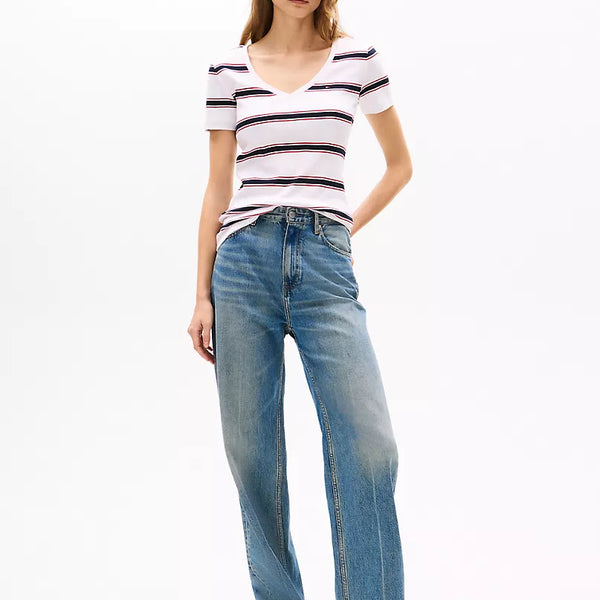 Tommy Hilfiger V-Neck Stripe Favorite T-Shirt size L
