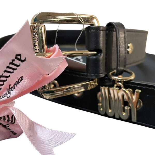 JUICY COUTURE Belt Black with Gold Buckle and Gold Juicy Charm