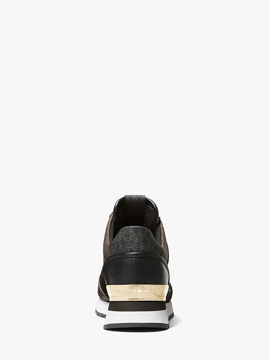 Michael Kors Maddy Two-Tone Logo Trainer brown black sneakers 7m