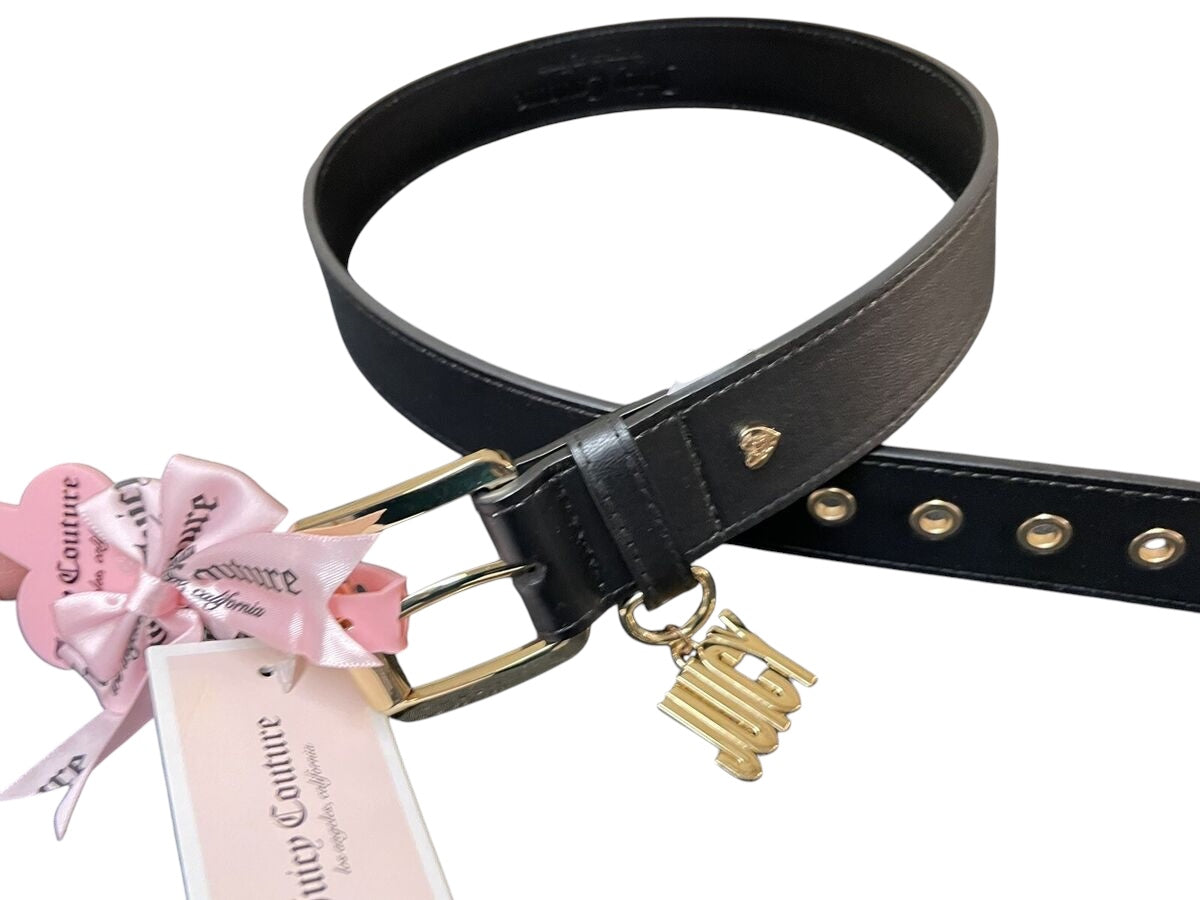 JUICY COUTURE Belt Black with Gold Buckle and Gold Juicy Charm