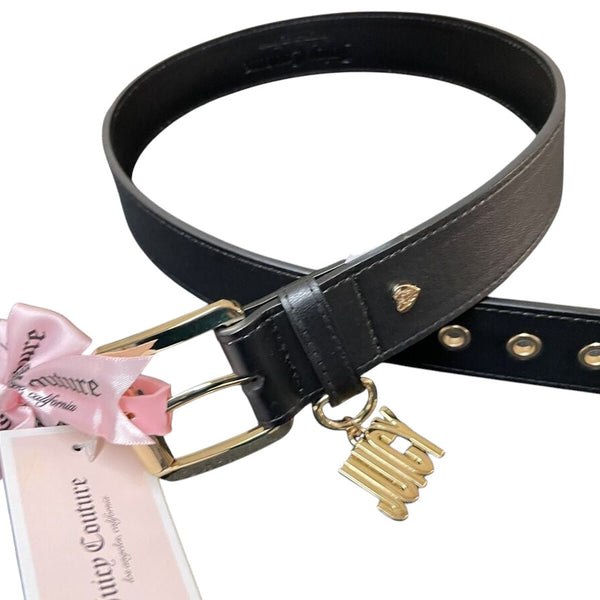 JUICY COUTURE Belt Black with Gold Buckle and Gold Juicy Charm
