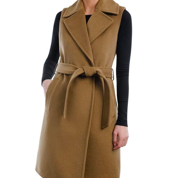 Sleeveless Wool Blend Wrap Coat Michael Kors