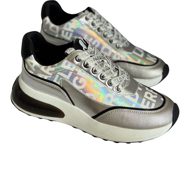 Karl Lagerfeld Paris Logo Metallic Low-Top Sneakers 9M
