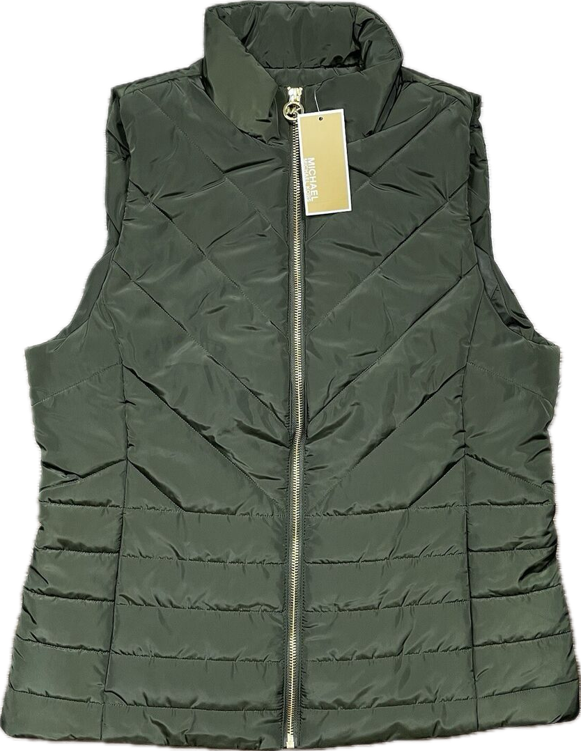 Michael Kors Women’s Puffer Vest Olive Green Quilted Size Medium