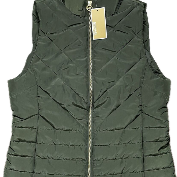 Michael Kors Women’s Puffer Vest Olive Green Quilted Size Medium