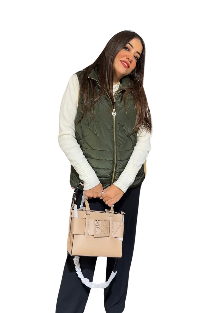 Michael Kors Women’s Puffer Vest Olive Green Quilted Size Medium