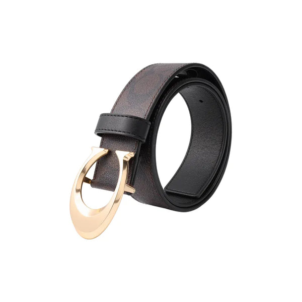 COACH Cow Leather Monogram Belt Men's Dark Brown
