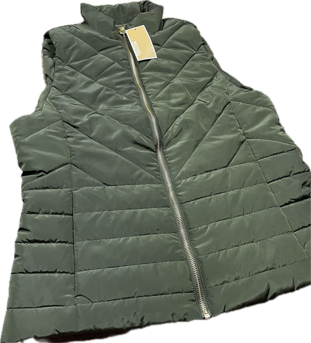 Michael Kors Women’s Puffer Vest Olive Green Quilted Size Medium