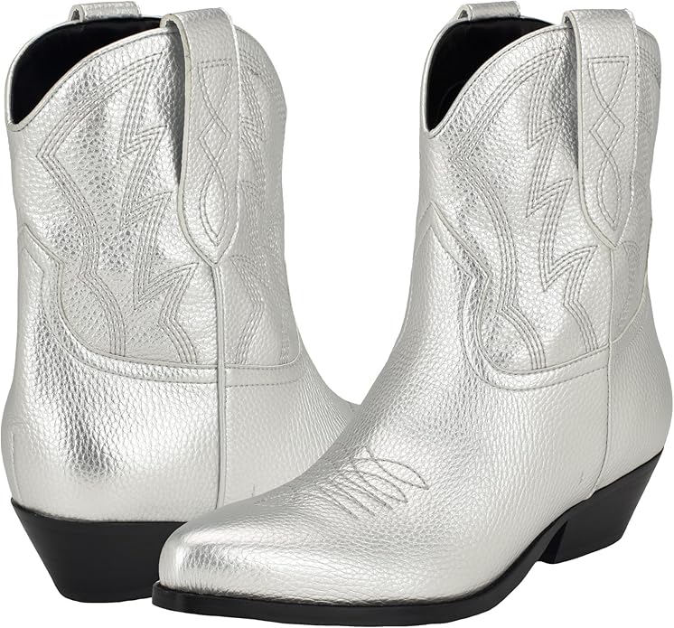 Guess Ginette Metallic Cowboy Booties