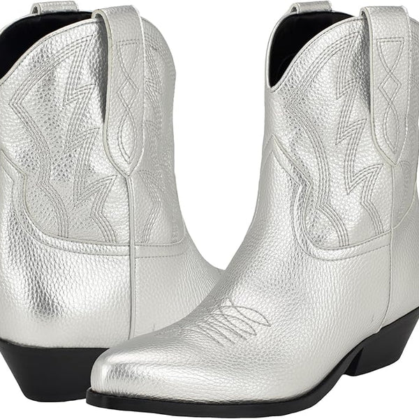 Guess Ginette Metallic Cowboy Booties