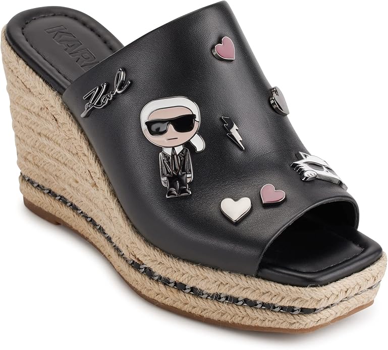 Karl Lagerfeld Paris Women's Corissa Pins Wedge Fun Sandal size 6.5