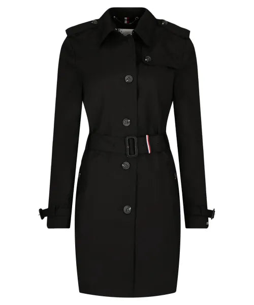 TOMMY HILFIGER HERITAGE TRENCH COAT IN BLACK SIZE MEDIUM