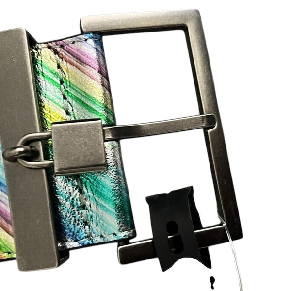 KURT GEIGER LONDON LEATHER BELT BUCKLE CLOSURE MULTI METALLIC ARCOBALEN
