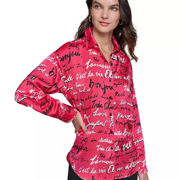 Karl Lagerfeld Paris Women's Satin Printed Oversized size M