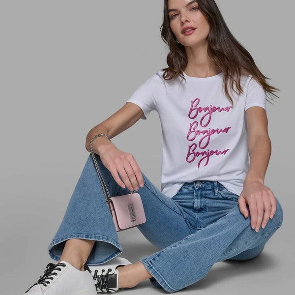 Karl Lagerfeld ParisBONJOUR X 3 EMBELLISHED TEE