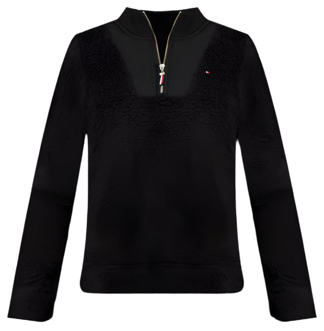 Tommy Hilfiger Women's Sherpa Mock Neck Long-Sleeve Sweatshirt in black size medium
