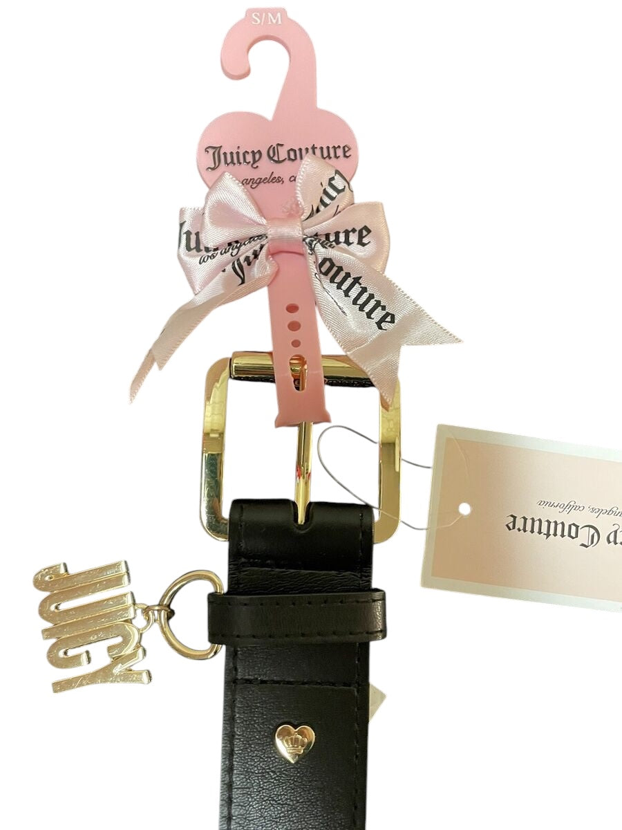 JUICY COUTURE Belt Black with Gold Buckle and Gold Juicy Charm