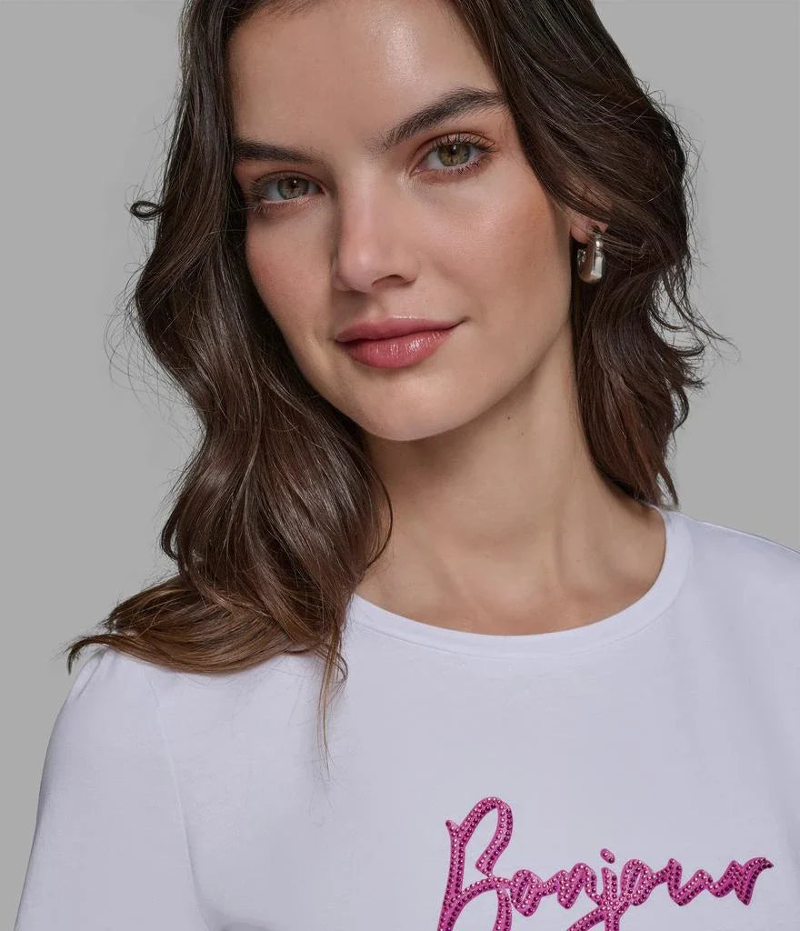 Karl Lagerfeld ParisBONJOUR X 3 EMBELLISHED TEE
