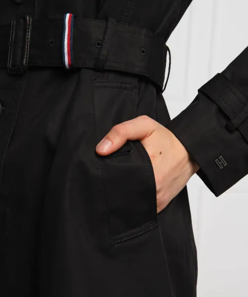 TOMMY HILFIGER HERITAGE TRENCH COAT IN BLACK SIZE MEDIUM