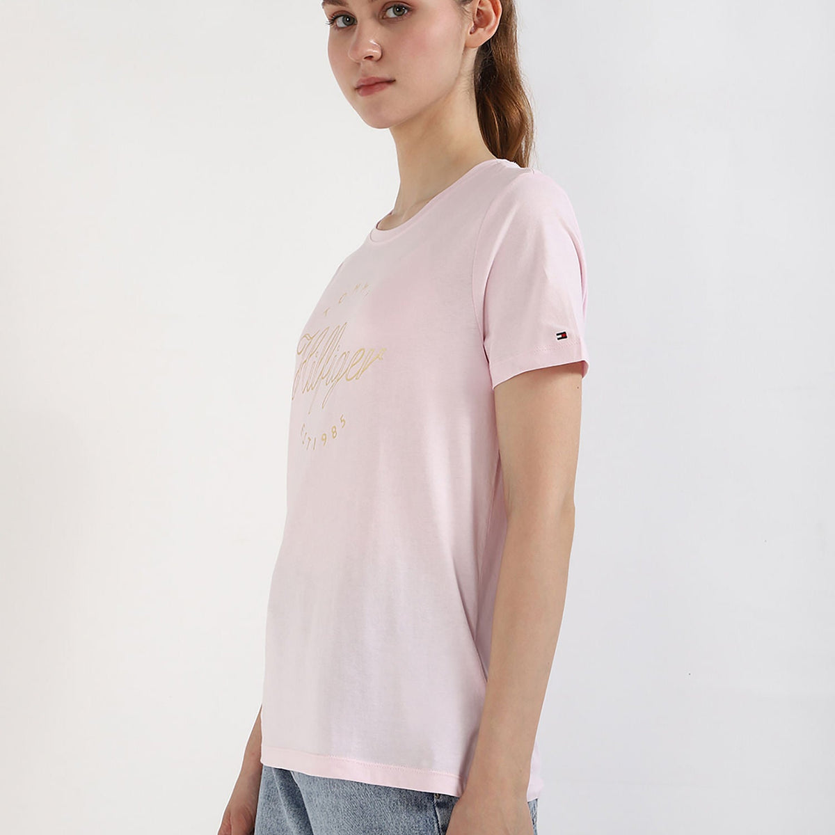 TOMMY HILFIGER Printed Regular Fit T-Shirt baby pink size M