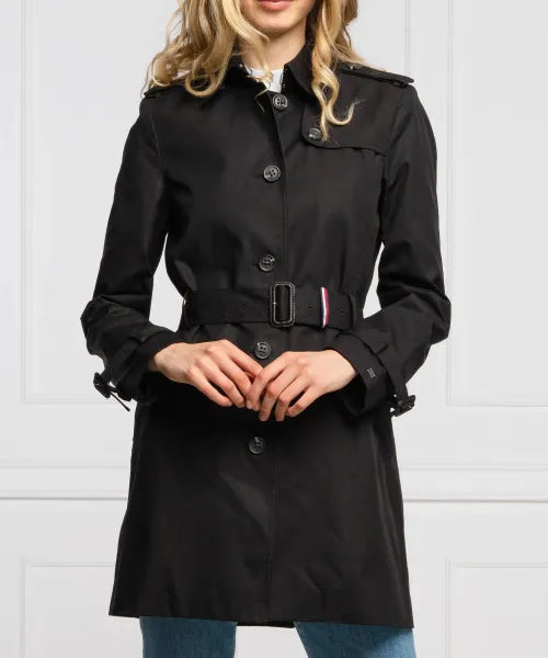 TOMMY HILFIGER HERITAGE TRENCH COAT IN BLACK SIZE MEDIUM