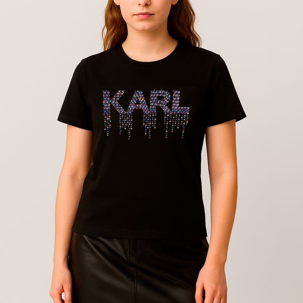 Karl Lagerfeld black tshirt with rinestones size S