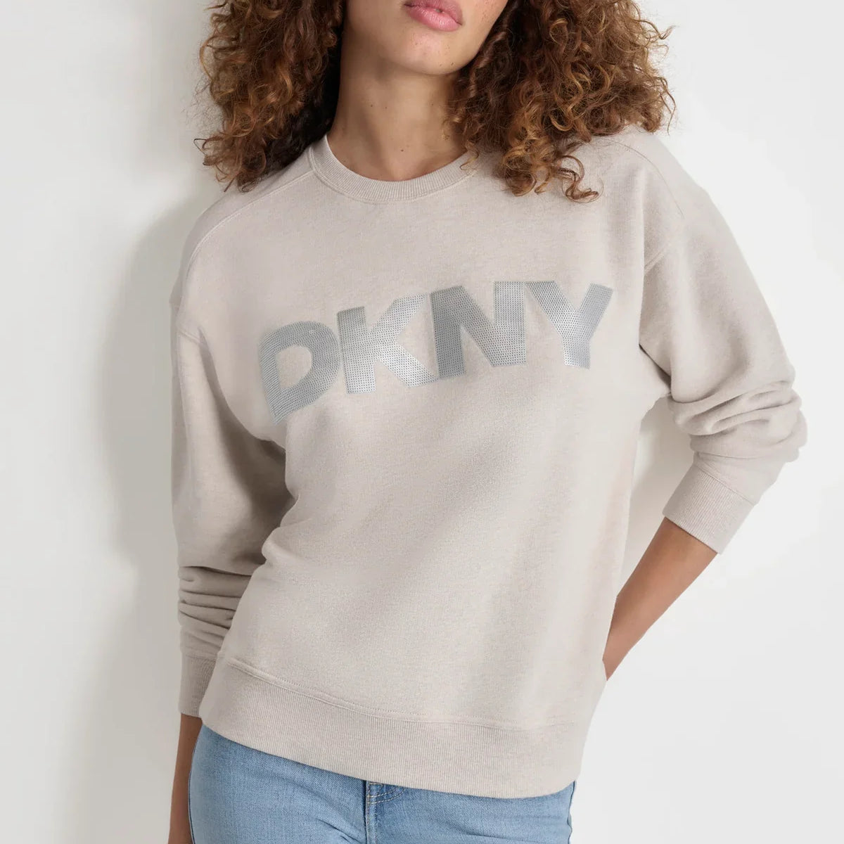 DKNY SEQUIN LOGO SWEATSHIRT M