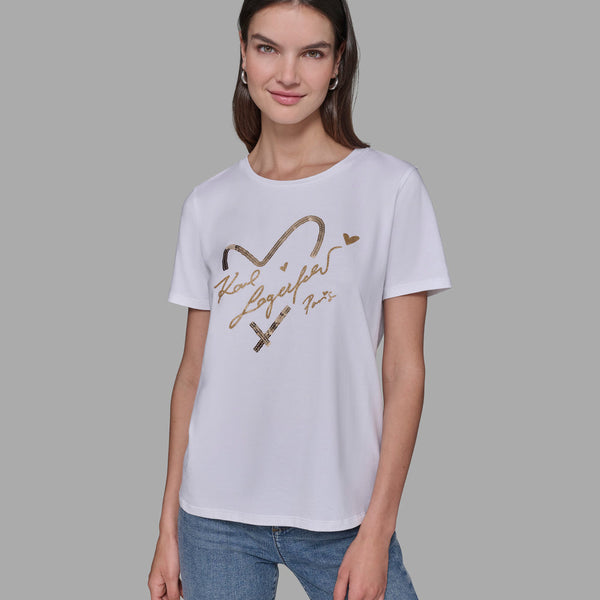 KARL LAGERFELD SEQUIN HEART TEE