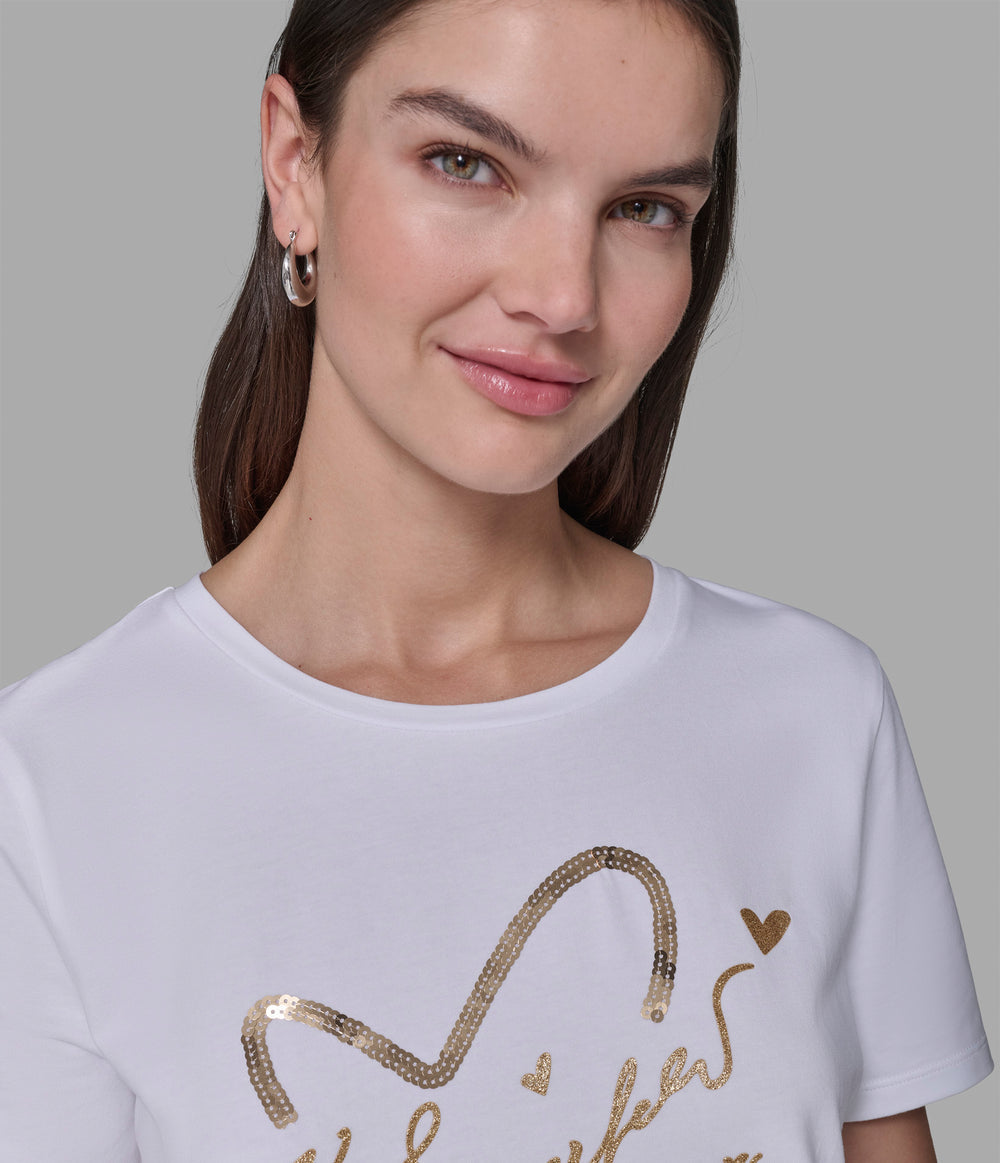 KARL LAGERFELD SEQUIN HEART TEE