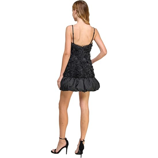 Morgan and co Chiffon Floral Bubble Mini Dress with Spaghetti Straps size 9