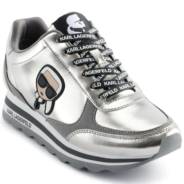 Karl Lagerfeld Paris Meade Low Top Logo Platform Sneakers silver size 37.5