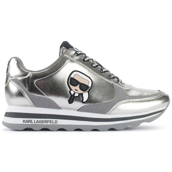 Karl Lagerfeld Paris Meade Low Top Logo Platform Sneakers silver size 37.5