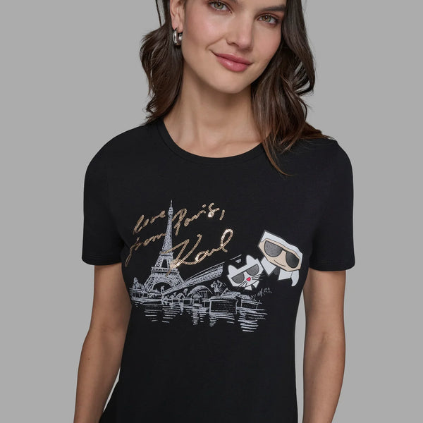 Karl Lagerfeld DUO IN PARIS TEE Black