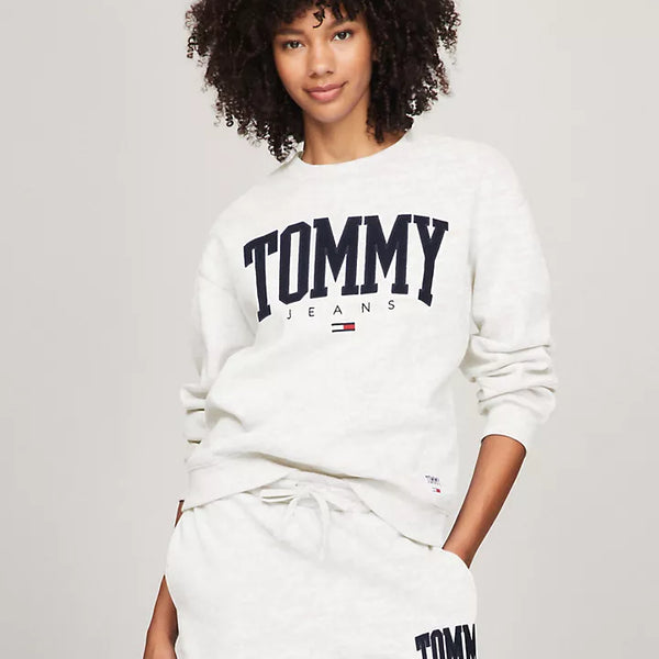 Tommy Hilfiger Embroidered TJ Varsity Logo Sweatshirt White M