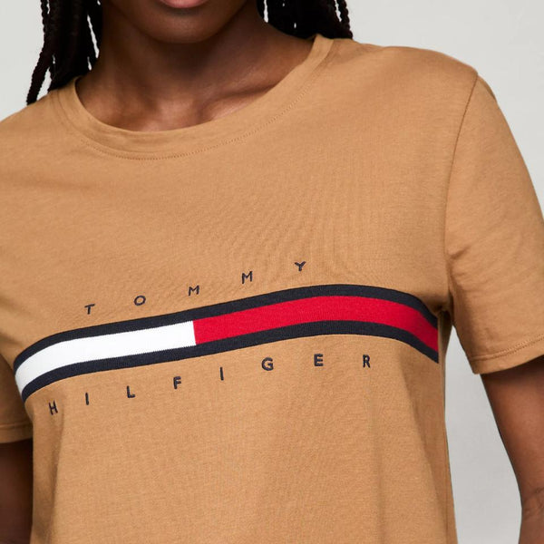 Tommy Hilfiger Embroidered Flag Stripe Logo T-Shirt Golden Rays