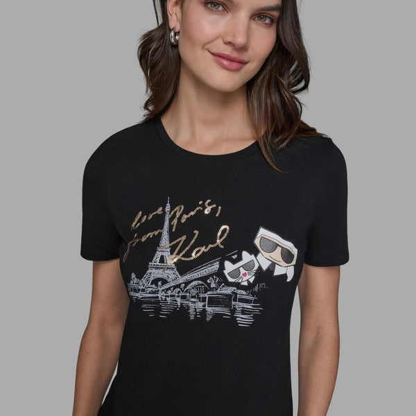 Karl Lagerfeld DUO IN PARIS TEE Black