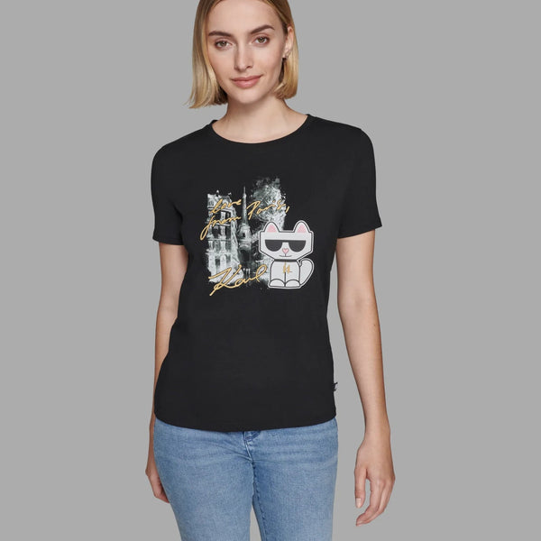 Karl Lagerfeld CHOUPETTE IN PARIS TEE Black