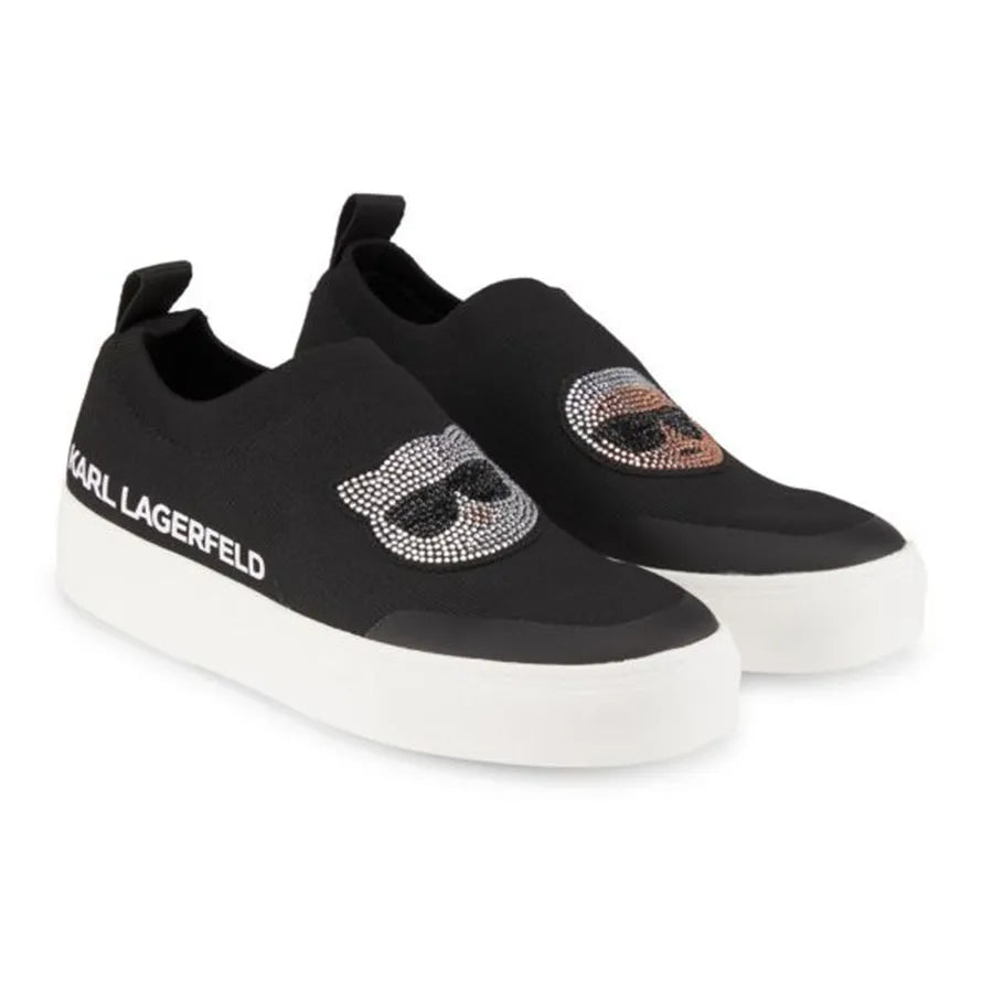Karl Lagerfeld Clarke Low Top Embellished Slip On Shoes Black Size 8