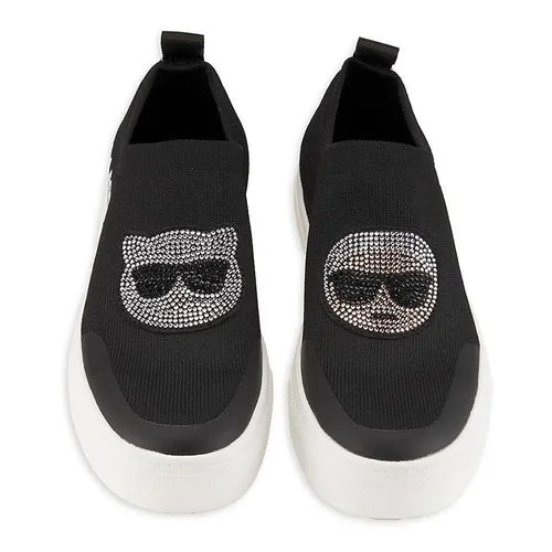 Karl Lagerfeld Clarke Low Top Embellished Slip On Shoes Black Size 8