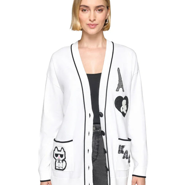 Karl Lagerfeld Paris Women's Embellished Varsity Cardigan
