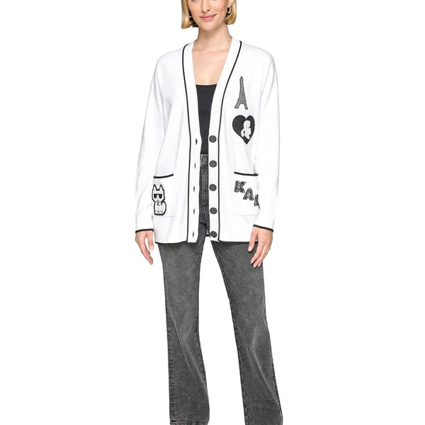 Karl Lagerfeld Paris Women's Embellished Varsity Cardigan